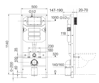 Инсталляция для унитаза Ceramica Nova Envision CN1001B с кнопкой смыва Round чёрный матовый